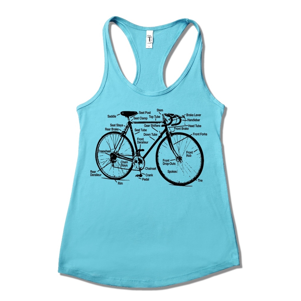 💕 Racing Bicycle Bike Diagram Racerback Tank Top